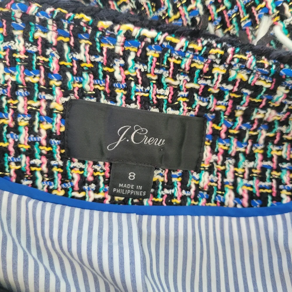 J. Crew Metallic Tweed Lady Jacket Blazer Rainbow Multicolor Black 8 - Picture 15 of 16